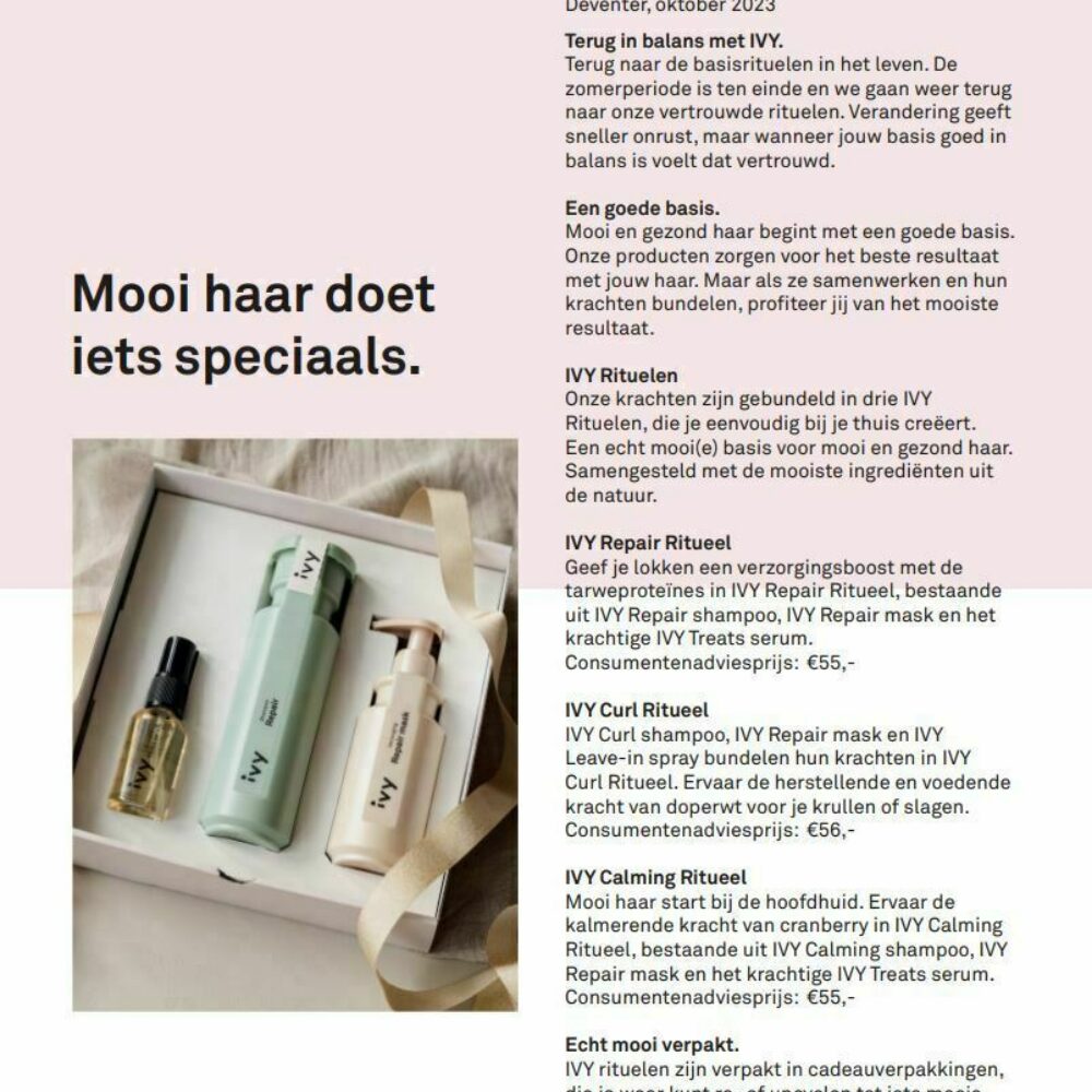 Afbeelding IVY Persbericht IVY Rituelen
