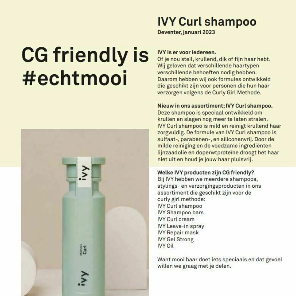 Afbeelding IVY Persbericht IVY Curl shampoo