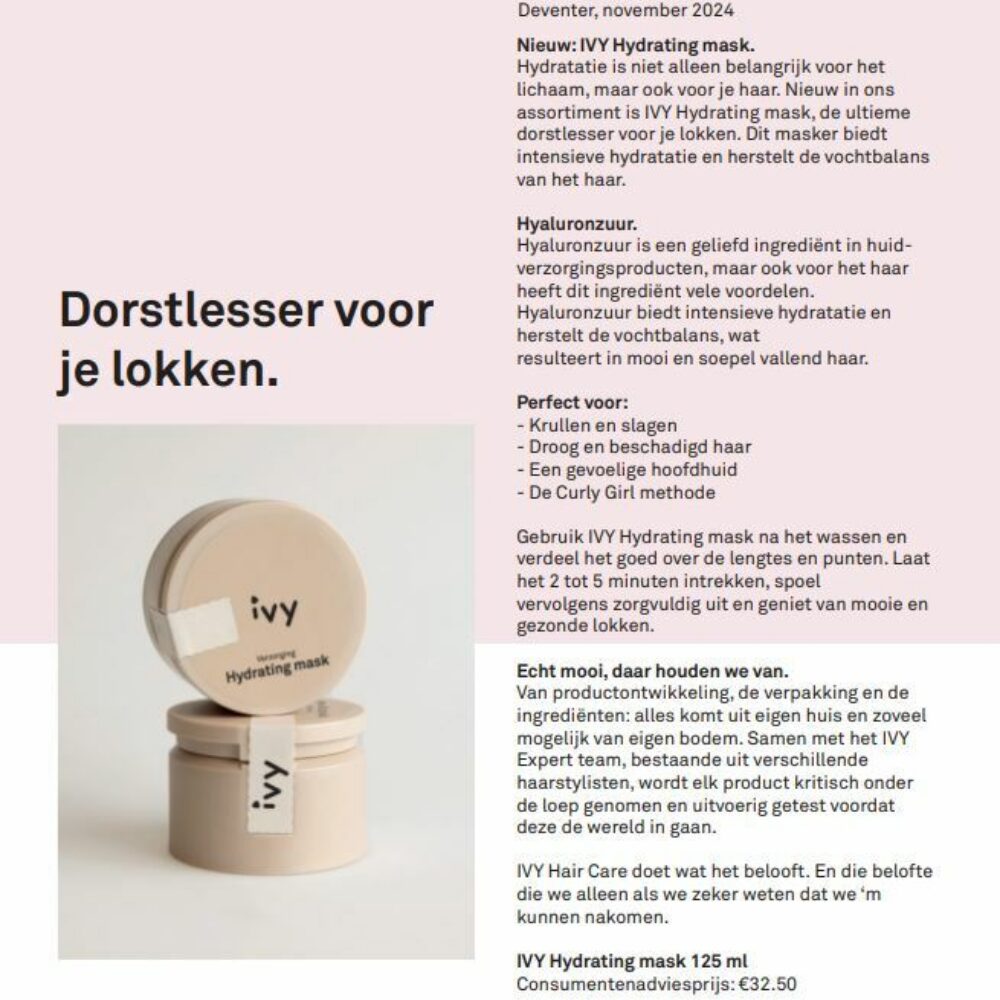 Afbeelding persbericht hydrating mask