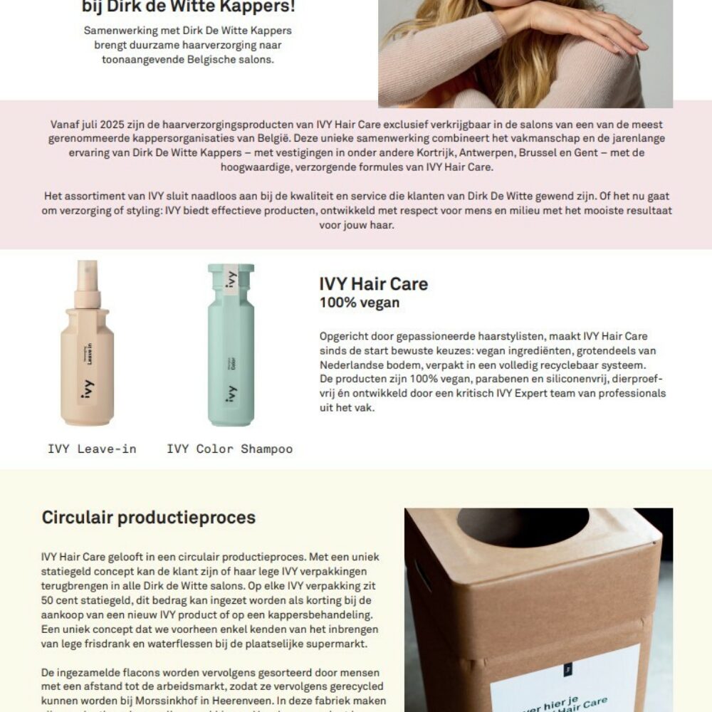 Persbericht Dirk de Witte belgie